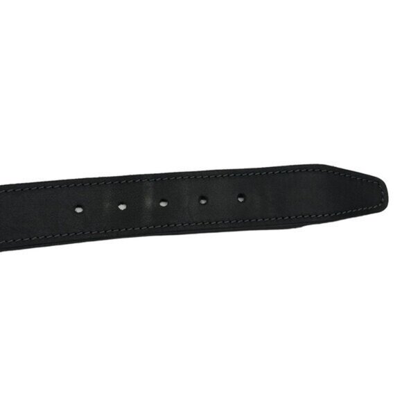 Buckle Men's 43"-47" Waist Belt Black Leather Casual Contrast Trim Silver Tone - Picture 6 of 6